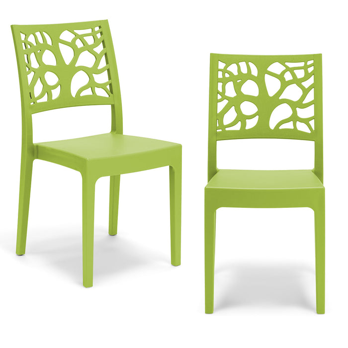Set 2 sedie in polipropilene TETI, impilabile, resistente ai raggi UV, design moderno, ideale per sala da pranzo, cucina, sala d’attesa, bar, ristoranti o giardino, colore Verde Lime