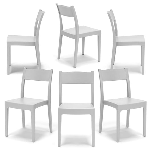 Set 6 sedie in polipropilene VESTA, impilabile, resistente ai raggi UV, design moderno, ideale per sala da pranzo, cucina, sala d’attesa, bar, ristoranti o giardino, colore Biancoù