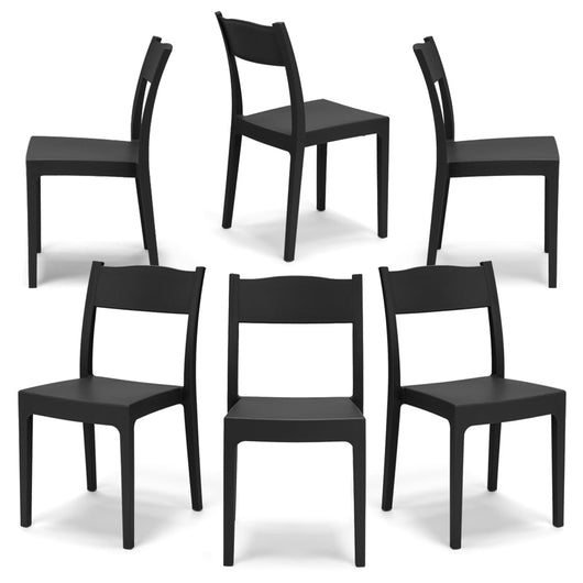 Set 6 Sedie in polipropilene VESTA, impilabile, resistente ai raggi UV, design moderno, ideale per sala da pranzo, cucina, sala d’attesa, bar, ristoranti o giardino, colore Ghisa