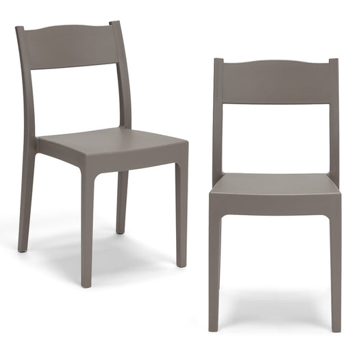 Set 2 sedie in polipropilene VESTA, impilabile, resistente ai raggi UV, design moderno, ideale per sala da pranzo, cucina, sala d’attesa, bar, ristoranti o giardino, colore Tortora
