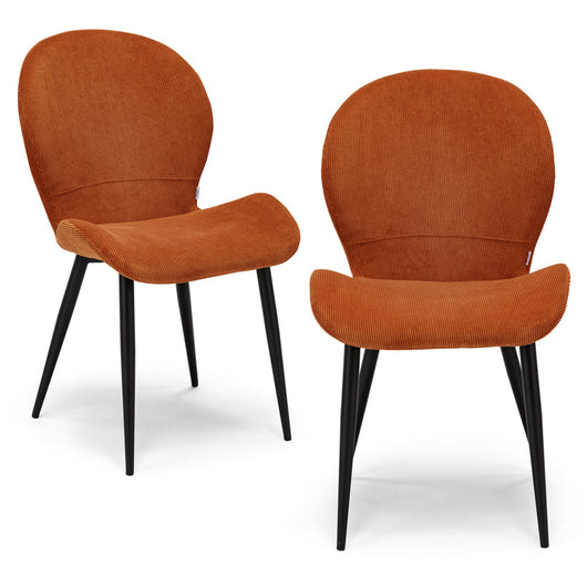 Set 2 sedie imbottite per sala da pranzo AISHA, design moderno, gambe coniche robuste in metallo, rivestimento in tessuto idrorepellente morbido al tatto colore Ruggine