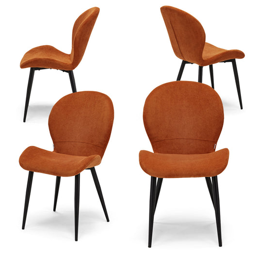 Set 4 sedie imbottite per sala da pranzo AISHA, design moderno, gambe coniche robuste in metallo, rivestimento in tessuto idrorepellente morbido al tatto colore Ruggine