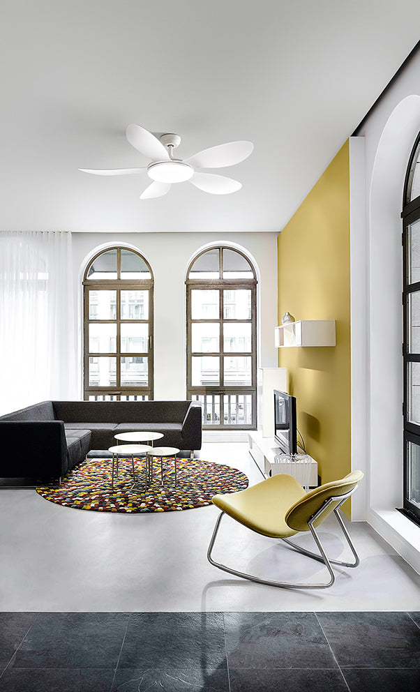 Ventilatore da Soffitto con luce Perenz 7172 B CT Bianco - Ø 130 cm, 5 Pale, 5 Velocità, Motore DC 40W, Silenzioso