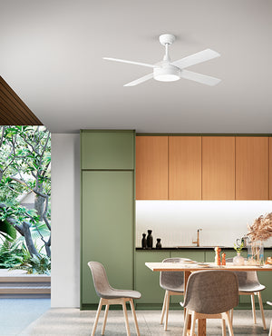 Ventilatore da Soffitto con luce Perenz 7181 B CT Bianco - Ø 132 cm, 4 Pale, 6 Velocità, Motore DC 40W, Silenzioso