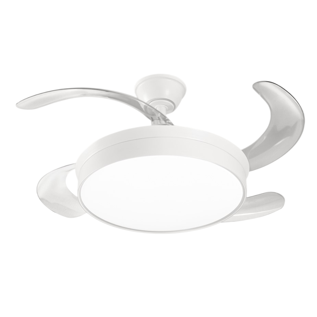 Ventilatore da Soffitto con luce Perenz 7165 B CT Bianco - Ø 106 cm, 4 Pale a scomparsa, 6 Velocità, Motore DC 30W, Silenzioso