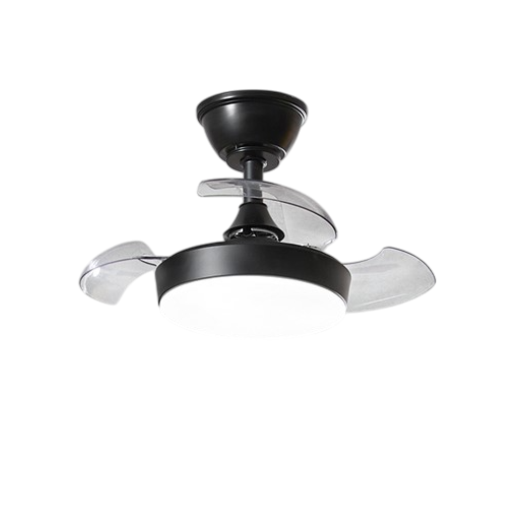Ventilatore da Soffitto con luce Perenz 7169 B CT Nero - Ø 56 cm, 3 Pale a scomparsa, 6 Velocità, Motore DC 24W, Silenzioso