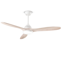 Ventilatore da Soffitto con luce Perenz 7170 B CT Legno sbiancato - Ø 130 cm, 3 Pale, 5 Velocità, Motore DC 26W, Silenzioso