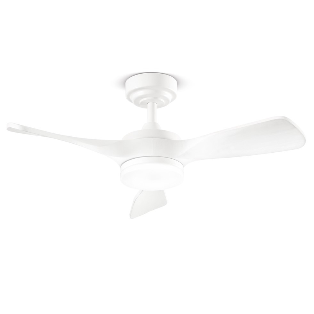 Ventilatore da Soffitto con luce Perenz 7186 B CT Bianco - Ø 90 cm, 3 Pale, 6 Velocità, Motore DC 40W, Silenzioso
