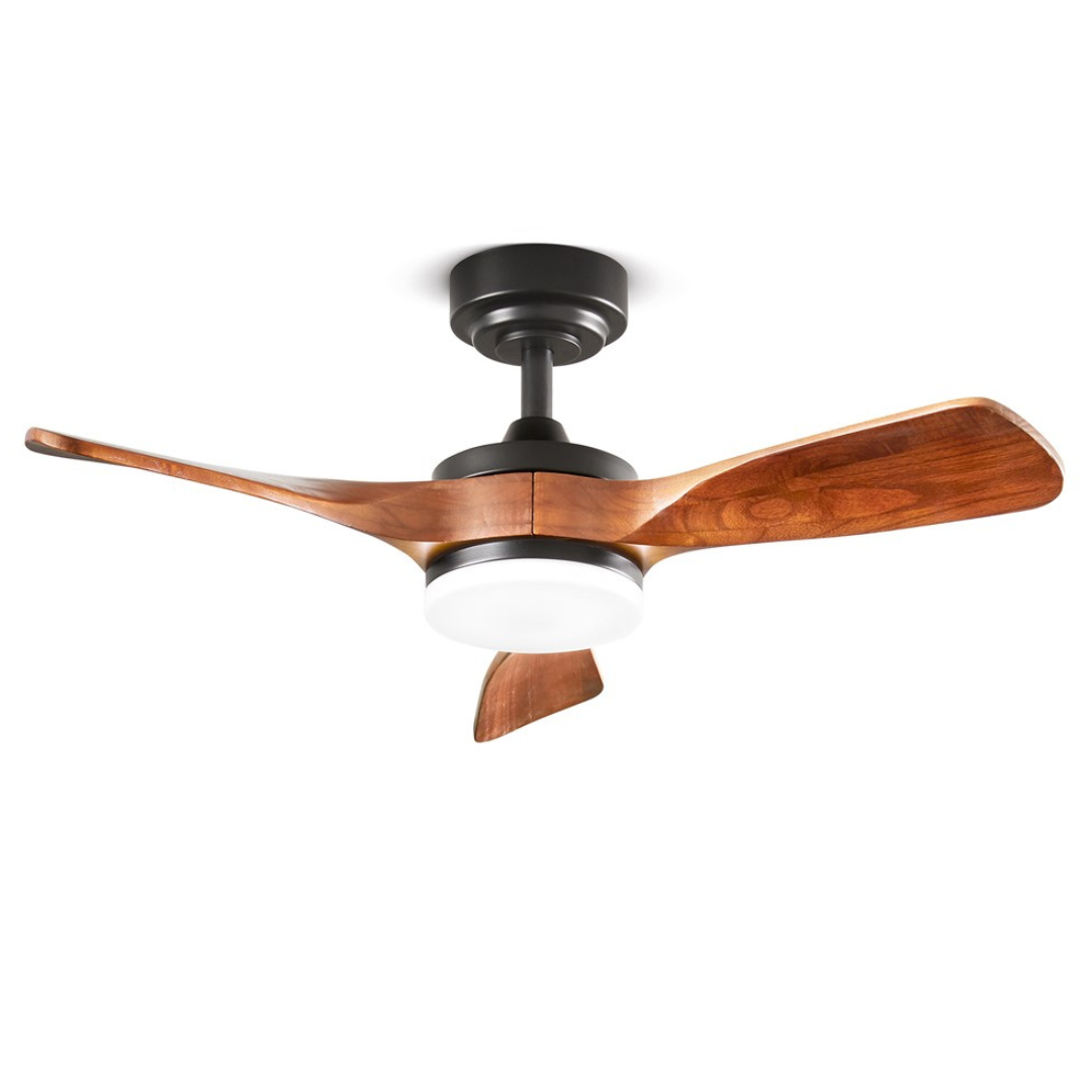 Ventilatore da Soffitto con luce Perenz 7186 N CT Nero - Ø 90 cm, 3 Pale, 6 Velocità, Motore DC 40W, Silenzioso