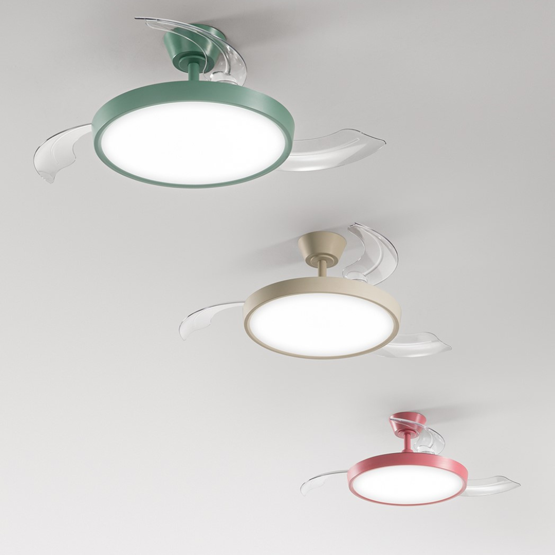 Ventilatore da Soffitto con luce Perenz 7196 R CT Verde - Ø 106 cm, 3 Pale, 6 Velocità, Motore DC 40W, Silenzioso