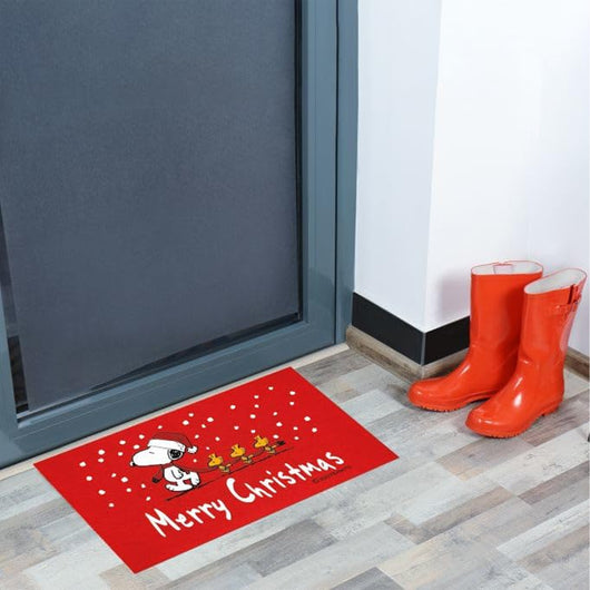 Snoopy Cristmas Zerbino Per Ingresso Esterno Tappetino Antiscivolo Asciugapassi 40x70cm