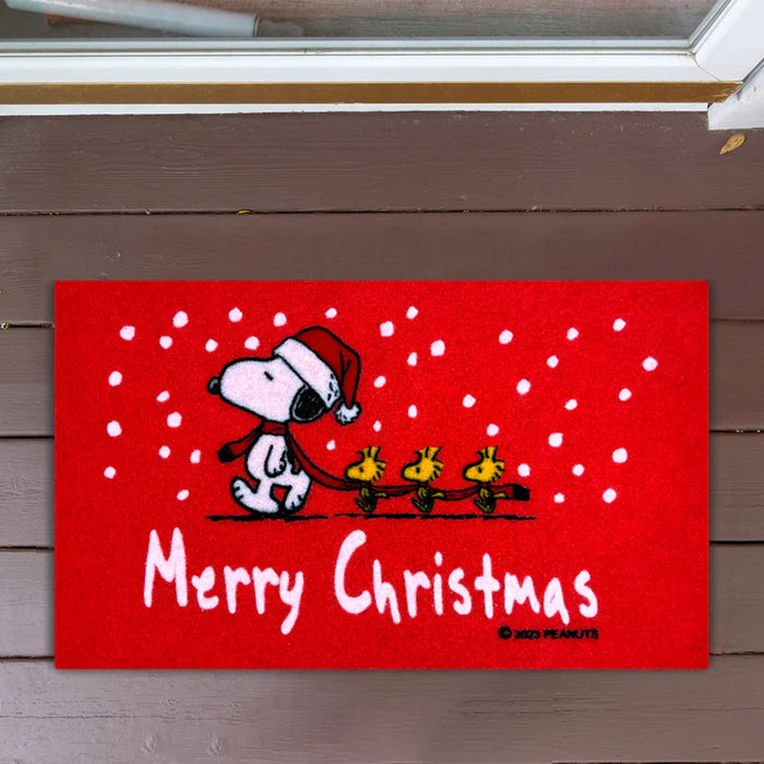 Snoopy Cristmas Zerbino Per Ingresso Esterno Tappetino Antiscivolo Asciugapassi 40x70cm