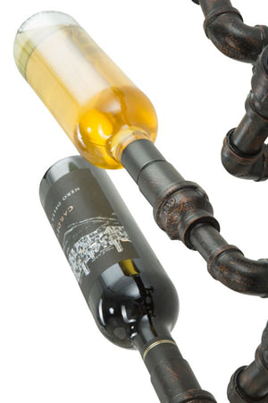 Portabottiglie da parete 6 posti in metallo marrone cm 27x15x60