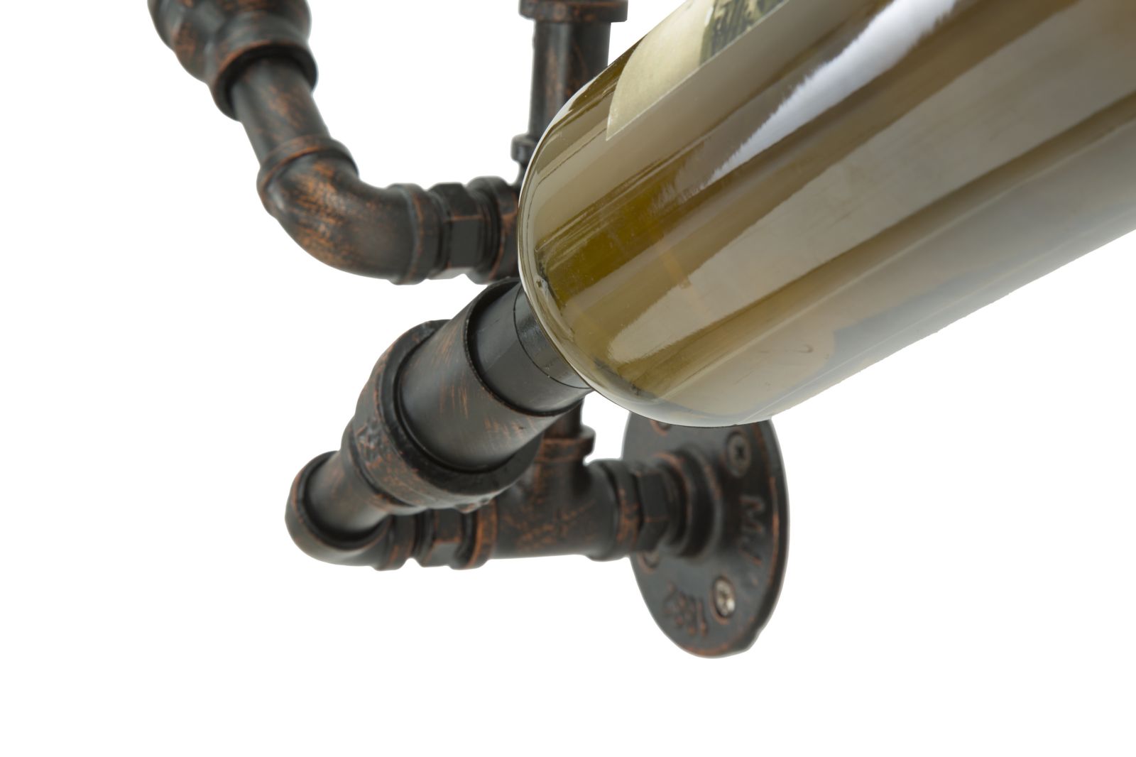 Portabottiglie da parete 6 posti in metallo marrone cm 27x15x60