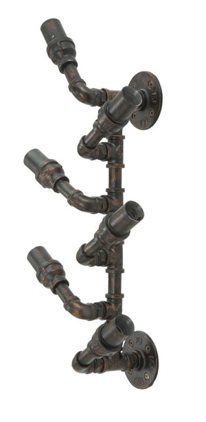 Portabottiglie da parete 6 posti in metallo marrone cm 27x15x60