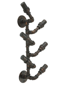 Portabottiglie da parete 6 posti in metallo marrone cm 27x15x60