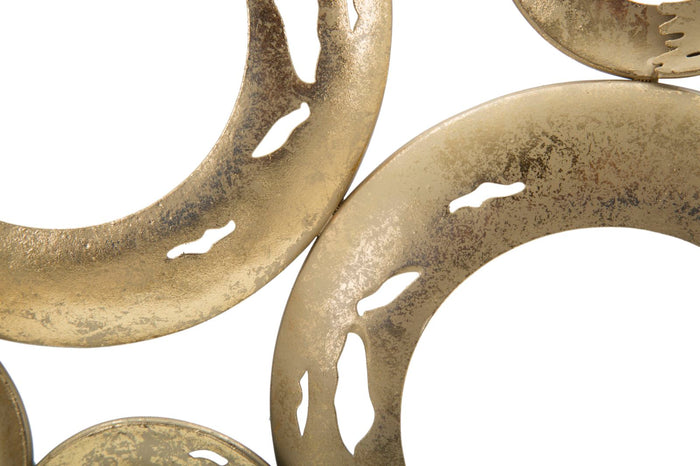 Scultura in metallo dorata con base nera cm 49x7x41