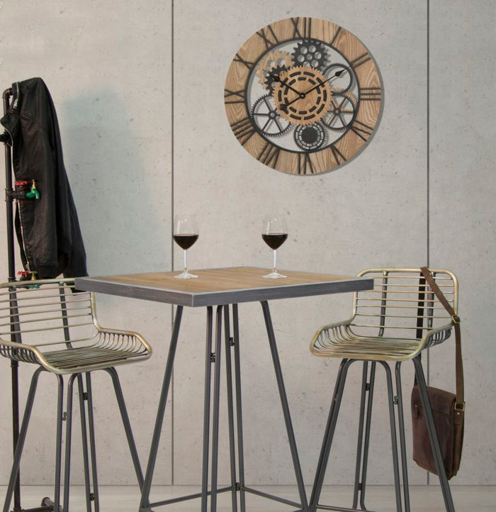 Orologio da parete in metallo e legno multicolore Ø cm 60x5