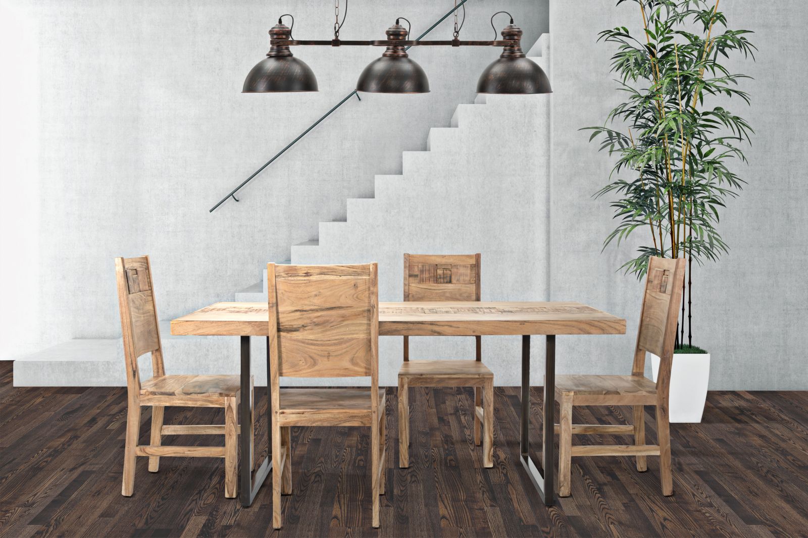 Tavolo Da Pranzo Mumbai Cm 175X90X77 - Lunghezza Totale 175 (Legno di Acacia Nicolitica)