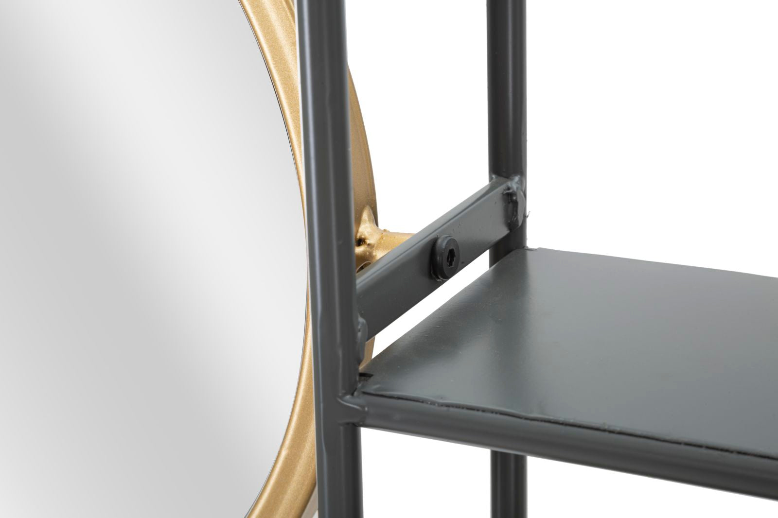 Specchio da parete con mensole in metallo nero cm 74,5x12x35