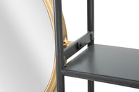 Specchio da parete con mensole in metallo nero cm 74,5x12x35