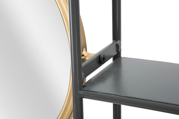 Specchio da parete con mensole in metallo nero cm 74,5x12x35