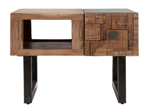 Tavolo da caffè quadrato in legno marrone con cassetti cm 60x60x43