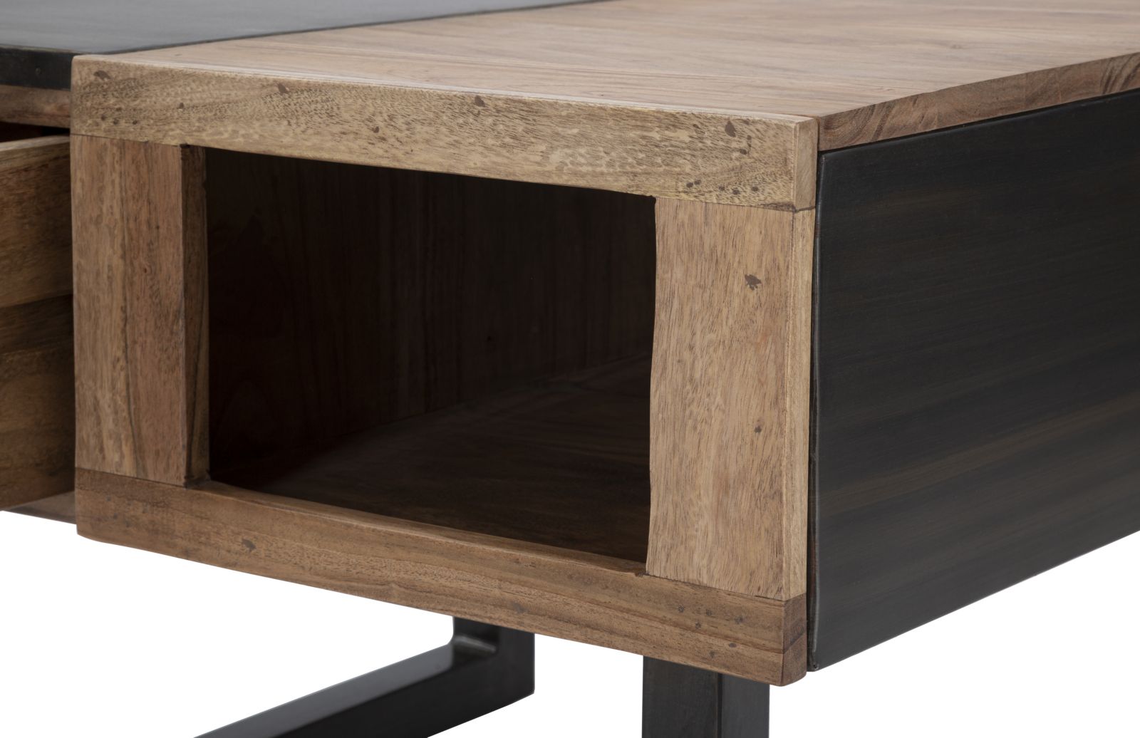 Tavolo da caffè quadrato in legno marrone con cassetti cm 60x60x43