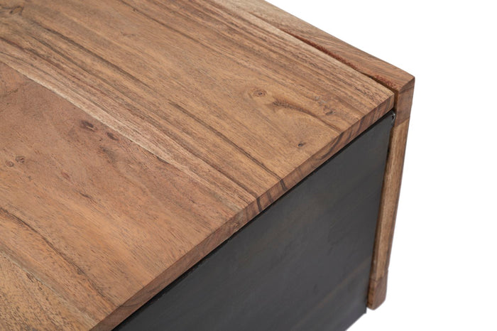 Tavolo da caffè quadrato in legno marrone con cassetti cm 60x60x43