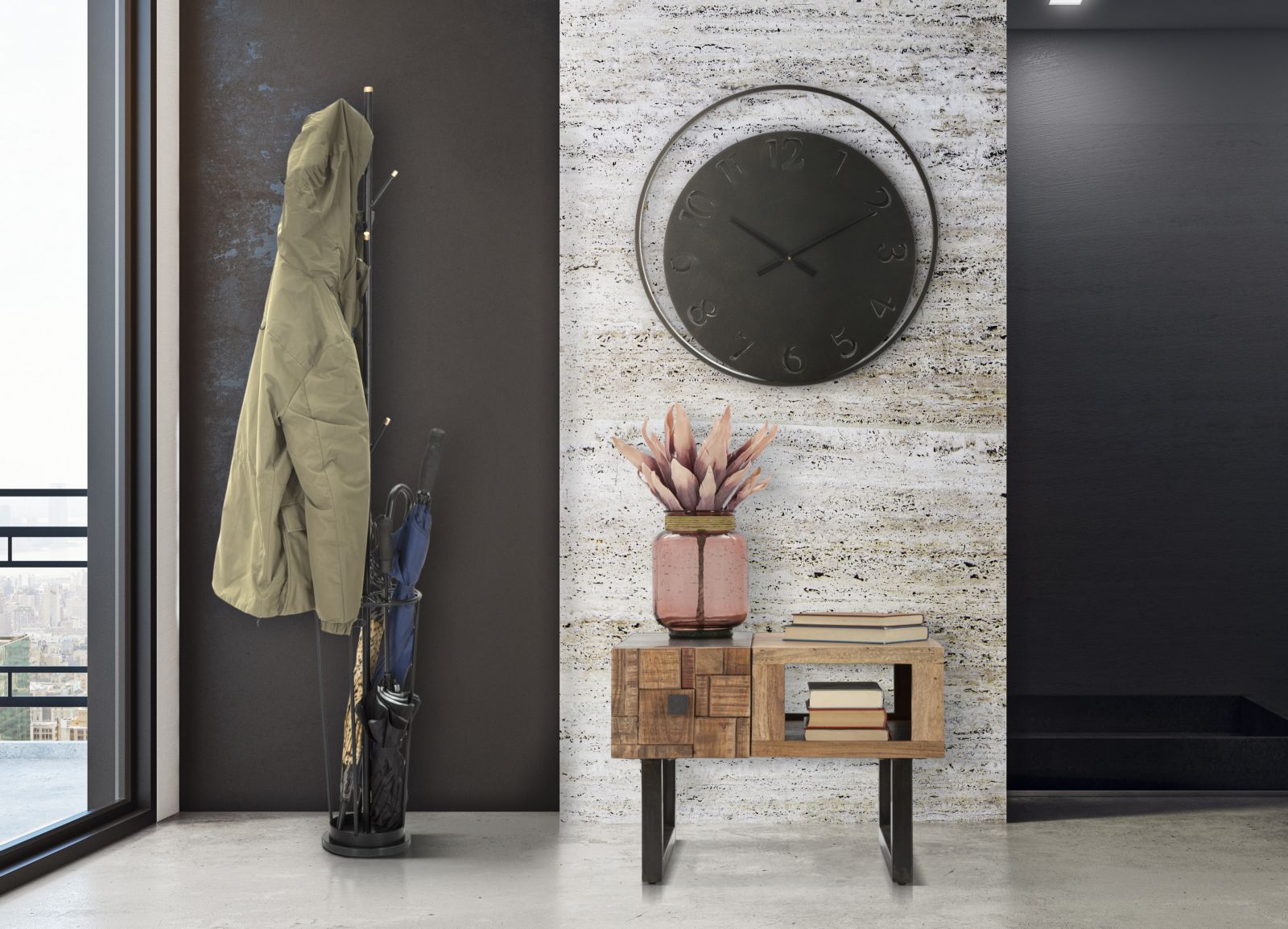 Tavolo da caffè quadrato in legno marrone con cassetti cm 60x60x43