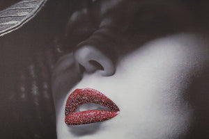 Stampa su tela con applicazioni multicolore cm 120x3,8x80