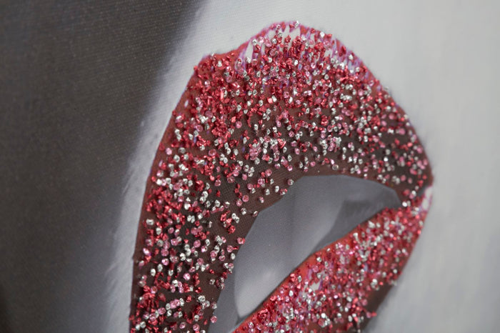 Stampa su tela con applicazioni multicolore cm 120x3,8x80