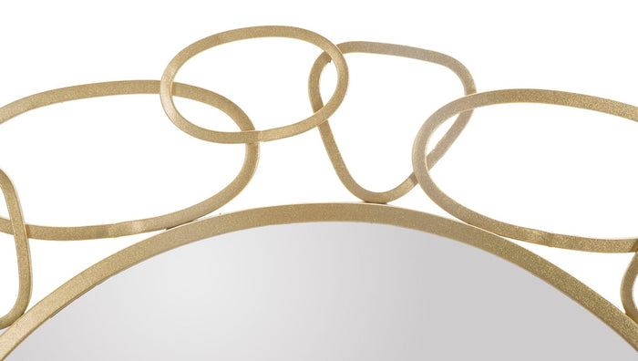 Specchio da parete con decori geometrici in metallo dorato Ø cm 84x2