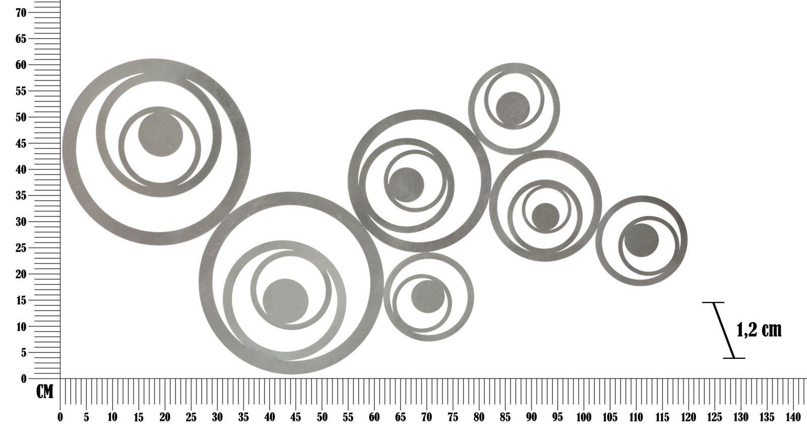 Pannello decorativo 3D in metallo grigio cm 120x1,2x60