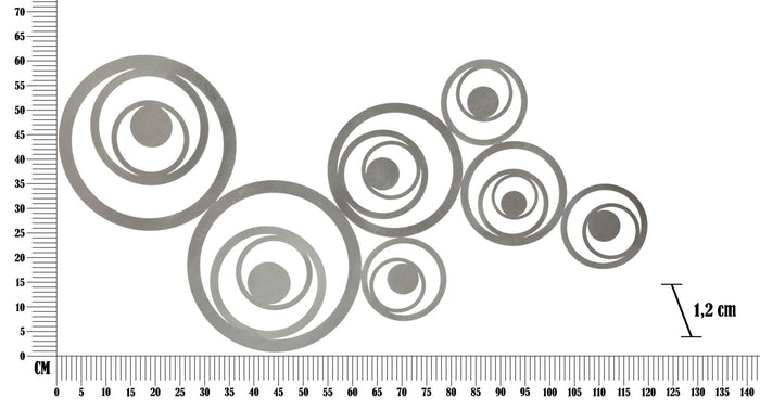 Pannello decorativo 3D in metallo grigio cm 120x1,2x60