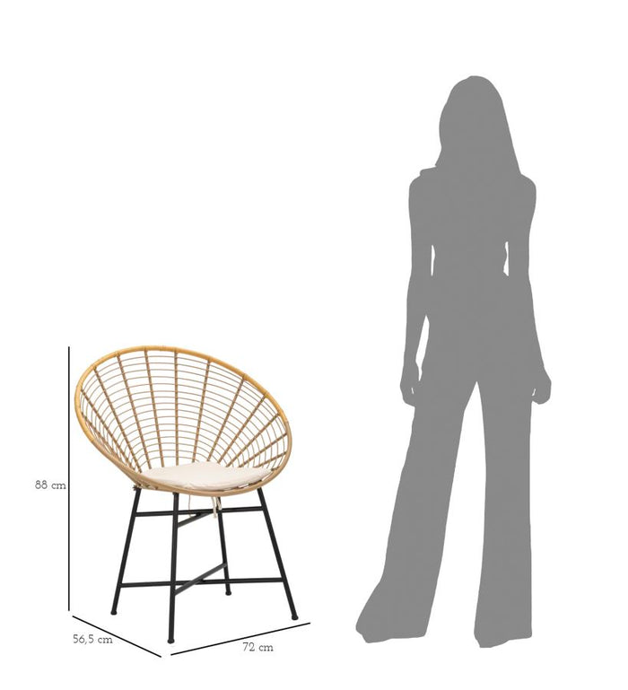 Sedia in metallo marrone e nero con cuscino cm 72x56,5x88