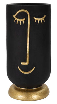 Vaso in resina nero e dorato testa cubista Ø cm 21X45