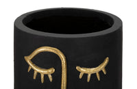 Vaso in resina nero e dorato testa cubista Ø cm 21X45