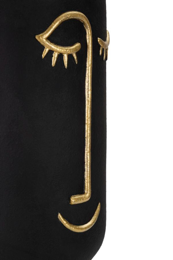Vaso in resina nero e dorato testa cubista Ø cm 21X45