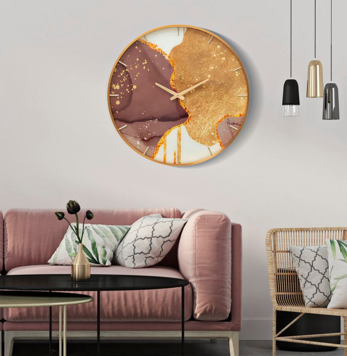 Orologio rotondo da parete in fibre di legno multicolore Ø cm 60x5