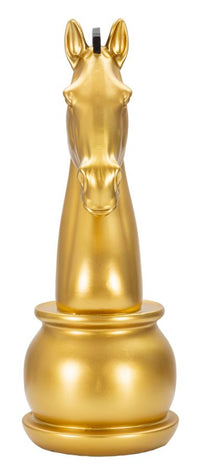 Cavallo degli scacchi in resina dorato e nero cm Ø cm 18,5x50