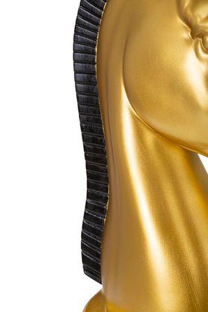 Cavallo degli scacchi in resina dorato e nero cm Ø cm 18,5x50
