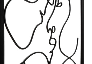 Pannello decorativo 3D in metallo nero famiglia cm 40x1,3x70