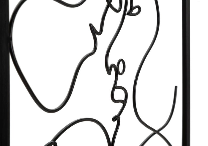 Pannello decorativo 3D in metallo nero famiglia cm 40x1,3x70