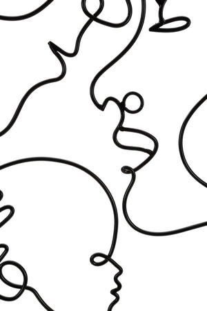 Pannello decorativo 3D in metallo nero famiglia cm 40x1,3x70