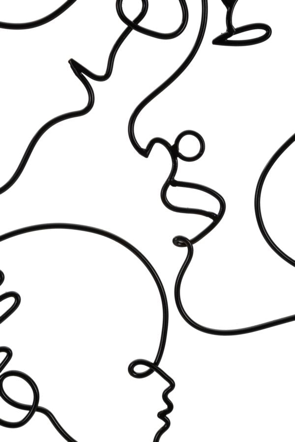 Pannello decorativo 3D in metallo nero famiglia cm 40x1,3x70