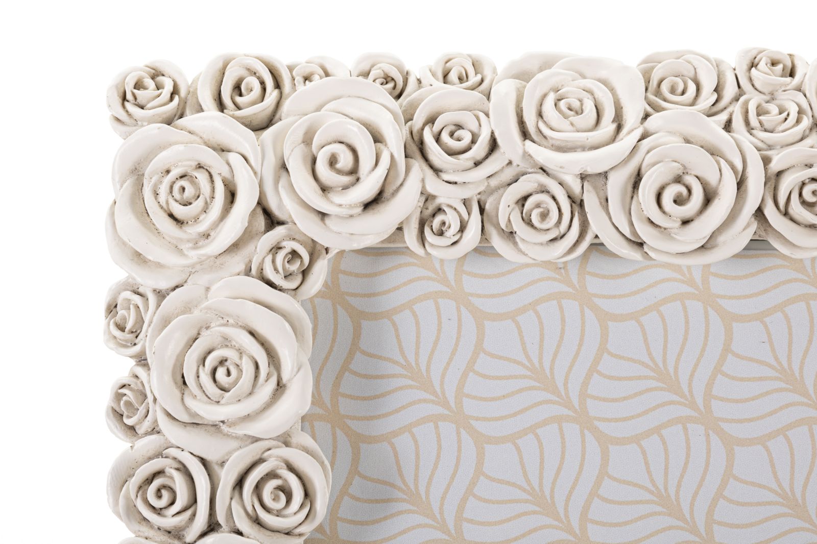 Cornice in resina beige con roselline cm 27x2,5x31,5