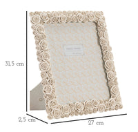 Cornice in resina beige con roselline cm 27x2,5x31,5