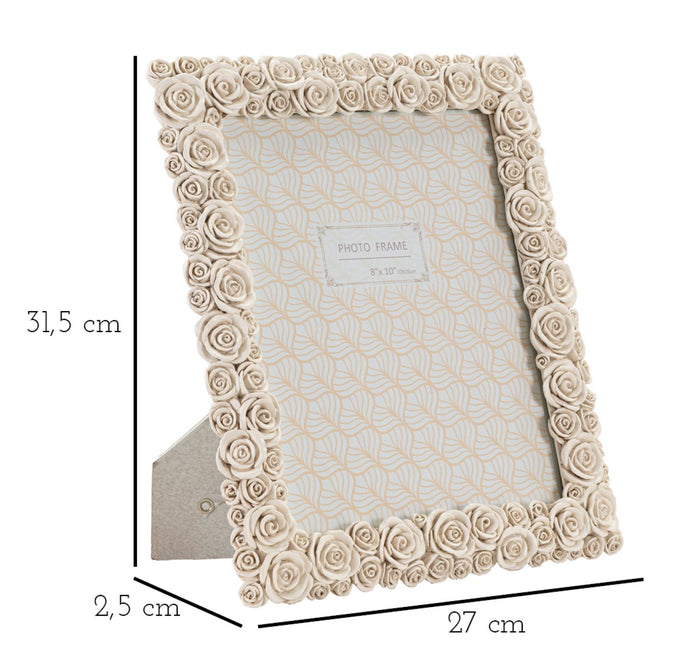 Cornice in resina beige con roselline cm 27x2,5x31,5