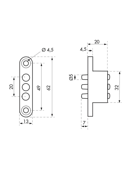 Perni di contatto in ABS per serrature elettriche - 3 poli - 24v ac/dc - 2a - THIRARD